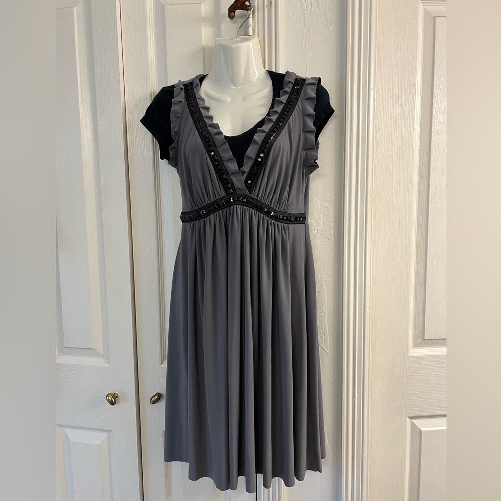 Metro 7 Gray Sundress with Flutter Cap Sleeves 2 piece Banana Republic Shirt